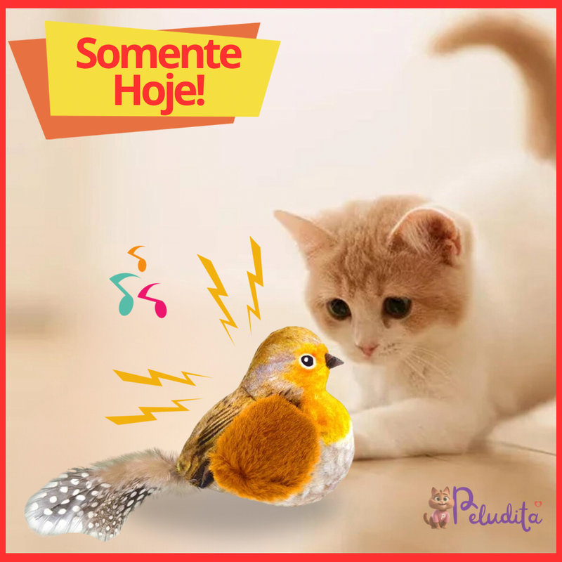Passarinho Interativo com Som para Gatos Peludita