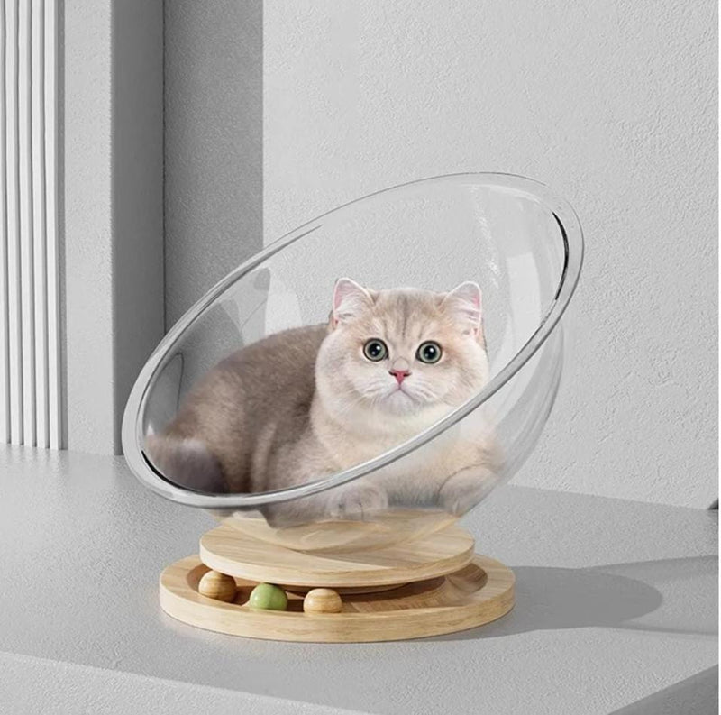 Cápsula de Acrílico Para Descanso Interativa Para Gatos Peludita