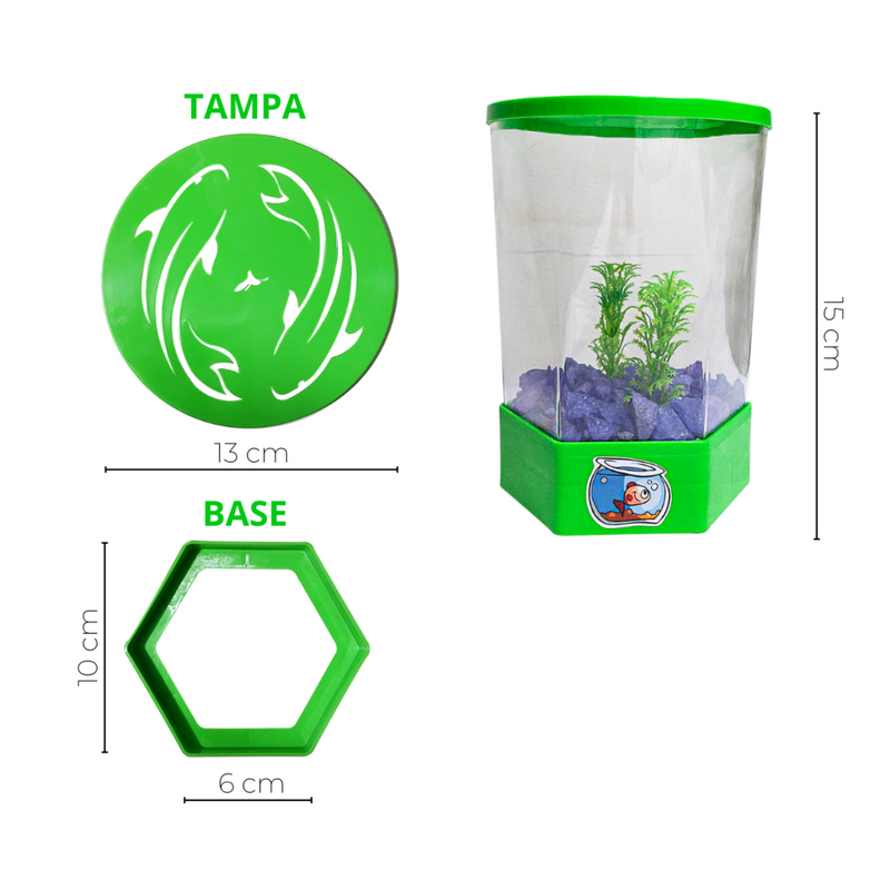 Aquário Beteira para Peixe Betta Verde (1,5L)